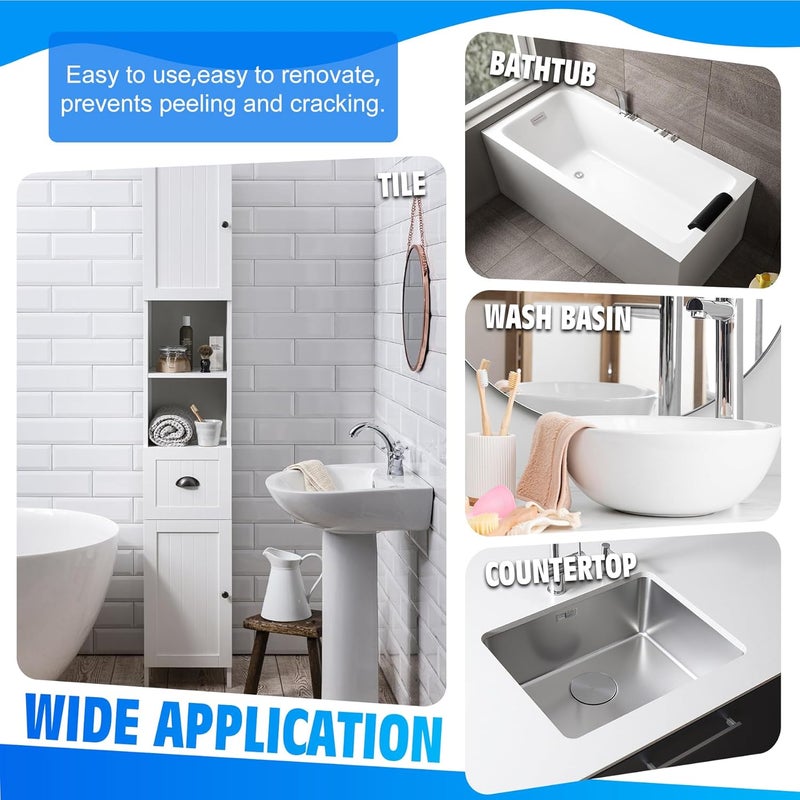 DecorRom Tub and Tile Refinishing Kit, 36oz Tile Paint Bathtub Paint White for DIY Bathroom Resurfacing, Ceramic/Porcelain Tiles, Glass and Marble Sinks Waterproof,Scratch Resistant, Low Odor (Tools in Bucket) - Image 5